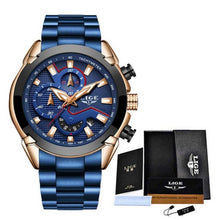 Load image into Gallery viewer, LIGE Fashion Blue Watch Men