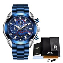 Load image into Gallery viewer, LIGE Fashion Blue Watch Men
