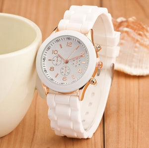 Casual Ladies white Silicone Geneva Quartz watch