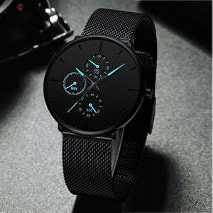 Fashion Mens Luxury Business Black Watche