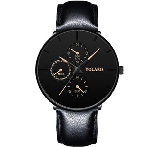 Fashion Mens Luxury Business Black Watche