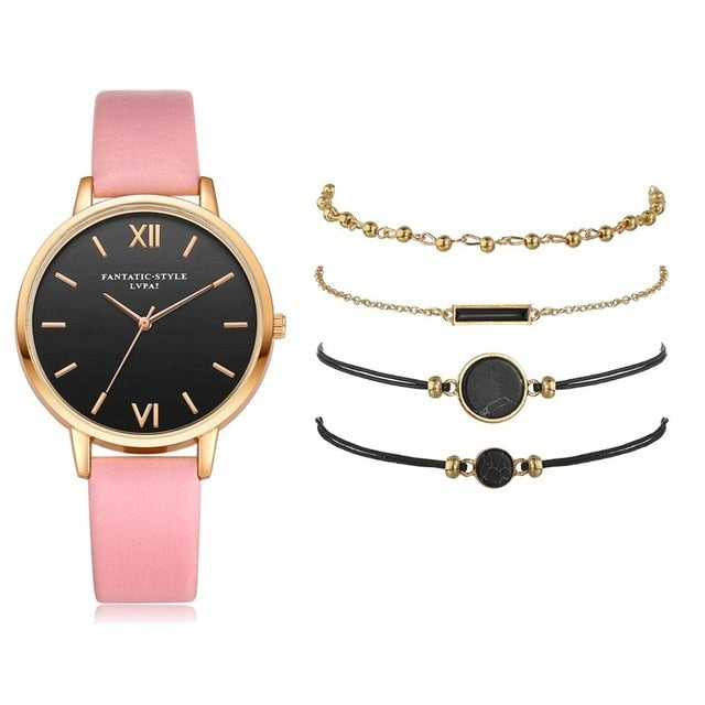 Watch Set Women 5pcs Woman Watch